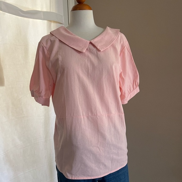 100% Cotton Pink Peter Pan Collar Top - Picture 6 of 6